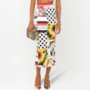 Dolce and Gabbana Patchwork silk-blend skirt NWT